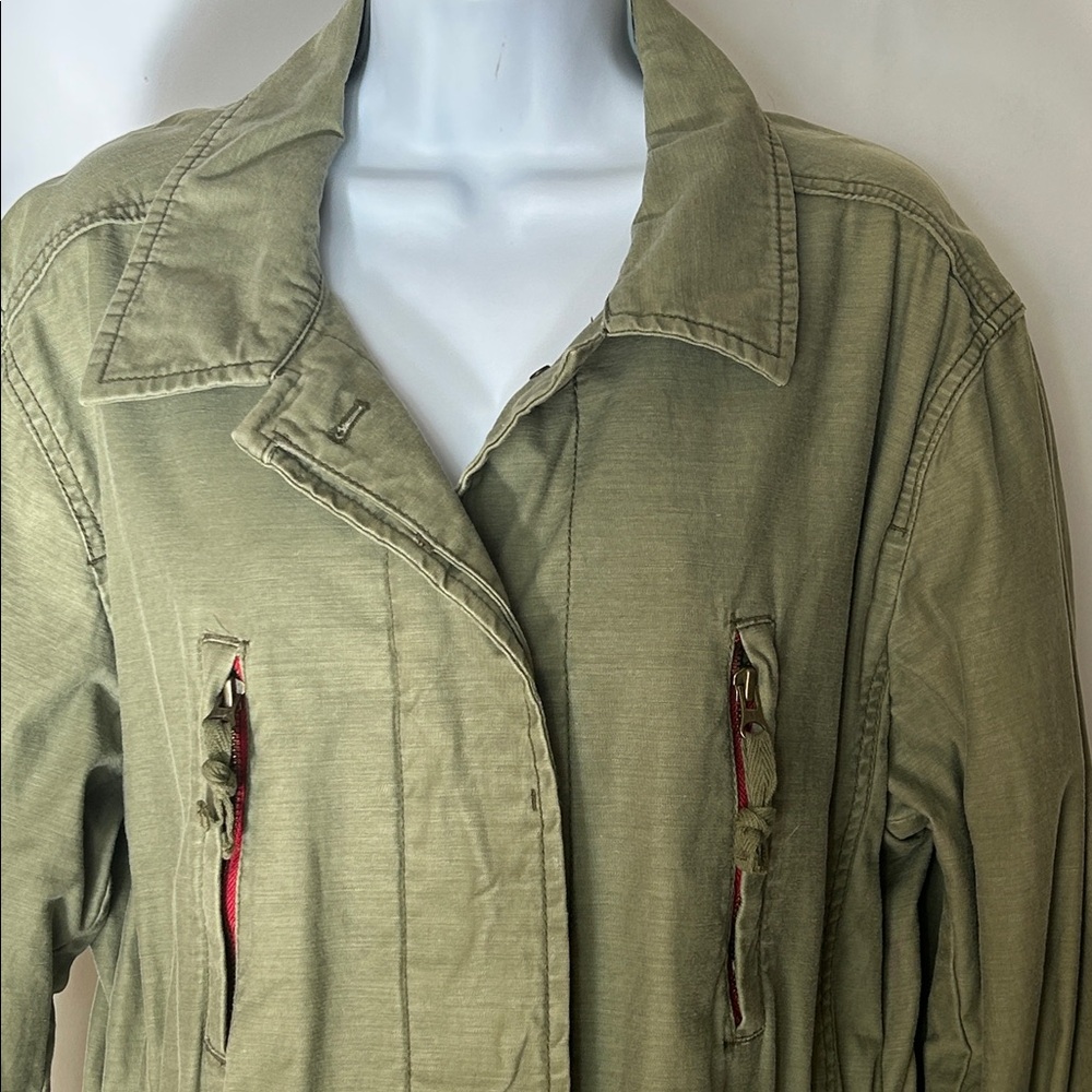 GAP Women’s XL Army Green 100% Cotton Heavy Duty Button Front Utility Jacket - Picture 3 of 12